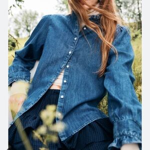 H&M Denim Shirt in Denim Blue